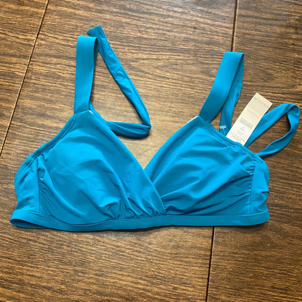 White House Black Market‎ Blue Jewel Crossover Underwire Bikini Top Small NEW